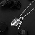 wholesale 925 Sterling Silver  Knight's Templar Cross and Sword Pendant Necklace  with Chain-0-2