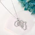 wholesale 925 Sterling Silver Africa Map Pendant Necklace Platinum Plated Hollow Continent Jewelry-0-4