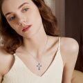 wholesale 925 Sterling Silver Sunflower Cross Necklace for Women Men Catholic Religious s 47cm Chain Length-0-5