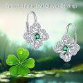 wholesale 925 Sterling Silver Green Crystal Four-Leaf Clover Drop Dangle Hook Earrings for Women Girls Irish Lucky Charm s-0-2