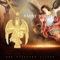 wholesale Gold 925 Sterling Silver Saint Michael Angel Cross Necklace for Women and Men-0-5