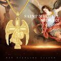 wholesale 925 Sterling Silver Gold Plated Saint Michael Archangel Winged Cross Pendant Necklace-0-5