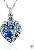 wholesale 925 Sterling Silver Blue Crystal Hummingbird Heart Tear Drop Pendant Urn Keepsake Necklace for Ashes Memorial s for Men & Women-0-0