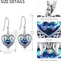 wholesale 925 Sterling Silver Blue Heart Dolphin Drop Earrings 925  for Women Girls-0-4