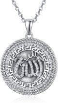wholesale 925 Sterling Silver Allah Round Pendant Necklaces for Women Men Islam  45cm Chain Length-0-0