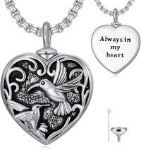 wholesale TOUPOP Hummingbird Urn Necklace For Ashes 925 Sterling Silver Heart Cremation Jewelry For Ashes Heart Hummingbird Keepsake Necklace For Ashes Memorial Gifts For Women Men -undefined