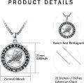 wholesale 925 Sterling Silver Norse Raven Pentagram Runes Pendant Necklace Viking  for Men Women-0-5