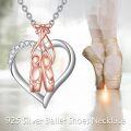 wholesale 925 Sterling Silver Heart-Shaped Ballet Shoe Pendant Necklace with Rose Gold Accents and Cubic Zirconia Stones-0-5