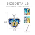 wholesale 925 Sterling Silver Heart-Shaped Pendant with Blue Crystals and Gold/Silver Figures - Gift for Sisters/Mom/Daughter-0-4