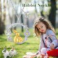 wholesale 925 Sterling Silver Gold Plated Bunny Pendant Necklace with Flowers and Leaves - Easter s for Women-0-5