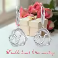 TOUPOP Sterling Silver & Stone Double Heart Dangle Earrings Birthday Christmas Gifts-0-2