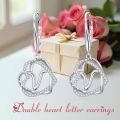 TOUPOP Sterling Silver & Stone Double Heart Dangle Earrings Birthday Christmas Gifts-0-2