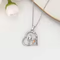 TOUPOP 925 Sterling Silver Crystal Father Daughter Necklace Gift-0-3