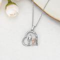 TOUPOP 925 Sterling Silver Crystal Father Daughter Necklace Gift-0-3