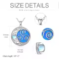 TOUPOP Sterling Silver Blue Opal Celtic Moon Triskele Pendant Necklace-0-4
