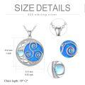 TOUPOP Sterling Silver Blue Opal Celtic Moon Triskele Pendant Necklace-0-4