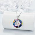 wholesale 925 Sterling Silver Rainbow Crystal Girl & Cat Locket Pendant Necklace-0-2