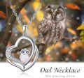 wholesale 925 Sterling Silver White Fire Opal Owl in Heart Shape Pendant Necklace for Women Girls Gifts-0-2