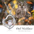 wholesale 925 Sterling Silver Owl Heart Opal Pendant Necklace White Gold Plated Crystal Jewelry-0-2