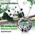 wholesale 925 Sterling Silver & Crystal Cute Smiling Panda Pendant Necklace - Adjustable Chain, Gift for Women-0-4