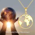 wholesale 14K Gold World Map Globe Pendant Necklace Graduation Gift for Women-0-5