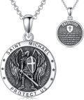 wholesale 925 Sterling Silver 925 Saint Michael Protection Shield Pendant Necklace for Women & Men-0-0