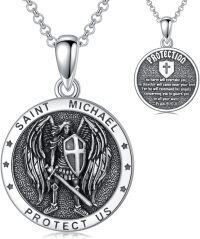 wholesale 925 Sterling Silver 925 Saint Michael Protection Shield Pendant Necklace for Women & Men-Saint Michael_01