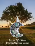 TOUPOP Sterling Silver Moon Tree Of Life Cremation Urn Necklace With Funnel For Ashes-0-3