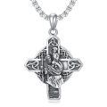 wholesale 925 Sterling Silver Saint Christopher Cross Pendant Necklace-0-0