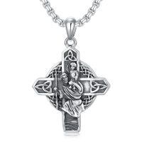 wholesale 925 Sterling Silver Saint Christopher Cross Pendant Necklace-B2.Saint Christopher(celtic knot)
