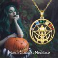 wholesale 925 Sterling Silver Pentacle Moon Goddess Necklace With Colorful Gems-0-5