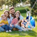 wholesale 925 Sterling Silver Heart Family Pendant Necklaces for Women I Love You Forever Blue Crystal Mothers Day Gifts-0-4