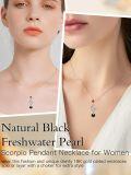 wholesale Black Pearl Necklace For Women Sterling Silver Constellation Black Freshwater Pearl Necklace Constellation Sign Birthstone Jewelry Anniversary Birthday Gifts For Women Wife Her Mom -0-1