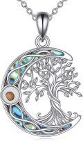 wholesale 925 Sterling Silver Tree of Life Moon Abalone Shell Inlay Necklace Faith Jewelry-0-0