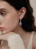 wholesale 925 Sterling Silver Purple Agate Celtic Teardrop Dangle Earrings Wholesale  for Women-0-2