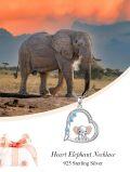 wholesale 925 Sterling Silver Elephant Pendant Heart-Shaped Blue Crystal Necklaces Gifts for Girls and Women-0-2
