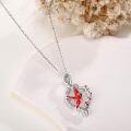 wholesale 925 Sterling Silver Infinity Love You to the Moon and Back Ruby Red Cardinal Bird Charm Pendant Necklace-0-2
