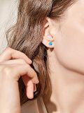 wholesale 925 Sterling Silver Blue Fire Opal Round Stud Earrings for Women-0-1