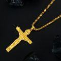 wholesale  Black Cross Pendant with INRI Inscription for Men's Jewelry Set - 24 Chain Length Gift Boxed-0-6