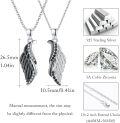 wholesale 925 Sterling Silver Winged Angel Pendant Necklace with Black and White CZ Stones for Couples Gifts-0-3