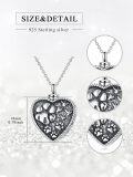 wholesale 925 Sterling Silver Heart-shaped Pet Urn Keepsake Necklace for Ashes - Includes Funnel and Fill Tool (Paw Print & Birds Design)-0-3