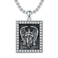 TOUPOP 925 Sterling Silver Saint Michael Pendant Necklace-undefined