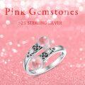 wholesale 925 Sterling Silver Pink Stone Adjustable Vintage Floral Ring - 5.3mm Double Stone, Size 8, Oxidized Design-0-4