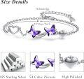 wholesale 925 Sterling Silver Butterfly Crystal Bracelet - Mom Daughter Matching Jewelry Christmas Gifts for Women & Girls-0-2