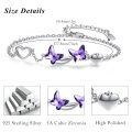 wholesale 925 Sterling Silver Butterfly Crystal Bracelet - Mom Daughter Matching Jewelry Christmas Gifts for Women & Girls-0-2