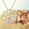 wholesale 925 Sterling Silver Paw Print with Gold Dog Charm Pendant Necklace for Women - Cute Animal -0-2