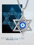 wholesale 925 Sterling Silver Evil Eye Star of David Pendant Necklaces for Men Women s-0-5