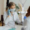 wholesale 925 Sterling Silver Cross with Stethoscope and Blue Crystal Pendant Necklace for Nurses-0-1