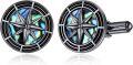 wholesale Sterling Silver Abalone Onyx Cufflinks Viking Airplane Firefighter Guitar for Men-0-12