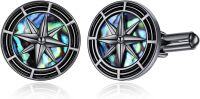 wholesale Sterling Silver Abalone Onyx Cufflinks Viking Airplane Firefighter Guitar for Men-Black